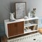 Sideboard Cabinet with Open Shelves Doors and Sturdy Metal Legs Walnut White